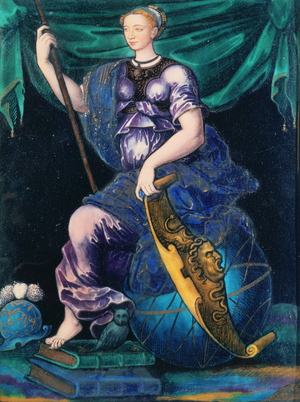 Margaret, Queen of Navarre represented as Minerva, Limoges, 1555 (enamel)