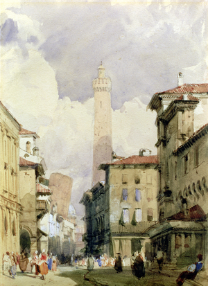 Bologna: The Leaning Towers, c.1826 (w/c on paper)