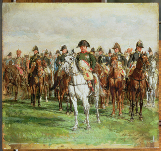 Napoleon (1769-1821) and his Staff, 1868 (oil on mahogany panel)
