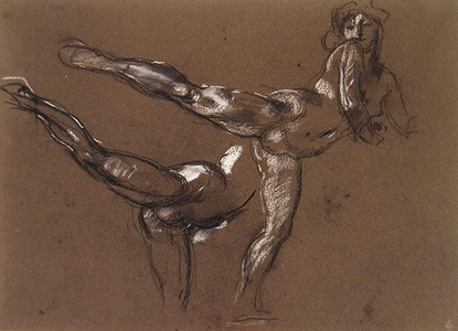 Two Studies of a Female Nude (chalk on paper)
