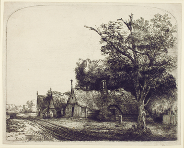 Landscape with Gabled Cottages beside a Road, 1650 (etching & drypoint on paper)