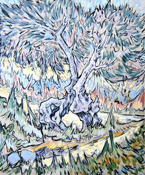 Two Olive Trees Grown Together (oil on canvas)