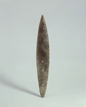 Lanceolate dagger from Denmark or southern Sweden, c.2400-2000 BC (mottled grey flint)
