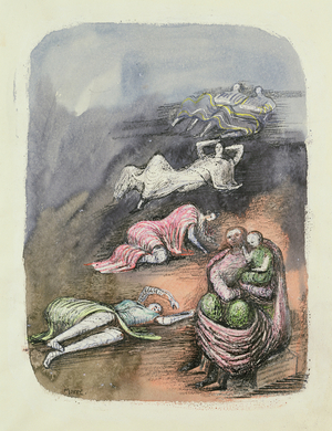 Shelter Drawing (Mother and child with reclining figures), 1941 (w/c & ink on paper)