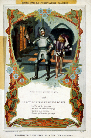 Illustration from a 1900 edition of fables by Jean de La Fontaine (1621-1695), French fabulist and one of the most widely read French poets of the 17th century. He is known above all for his Fables, which provided a model for subsequent fabulists across E