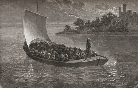 Arminio Vambery And His Companions Navigating The Caspian Sea In 1863. Armin Vambery, Arminius Vambery Born Hermann Bamberger, Or Bamberger Armin, 1832 To 1913. Hungarian Orientalist And Traveler. From El Mundo En La Mano Published 1878