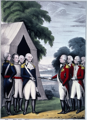 The reddition of Charles Cornwallis (1738-1805) in Yorktown (USA).
