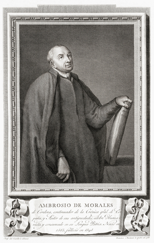 Ambrosio de Morales, 1513 - 1591. Spanish historian. After an etching in Retratos de Los Espanoles Ilustres, published Madrid, 1791
