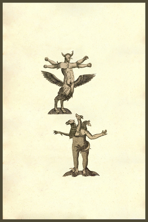 Ancient Monster Men : Man like creatures. From the 1642 book Monstrorum Historia by Ulisse Aldrovandi (Bologna, 1522-1605). He is considered the founder of modern Natural History., Ulisse Aldrovandi, 1642 ©Buyenlarge/UIG/Leemage