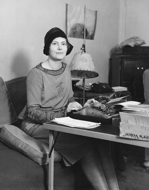 New York, New York: c. 1929
American artist Caroline Mytinger at her typewriter after returning home from four years of painting in the South Sea Islands.