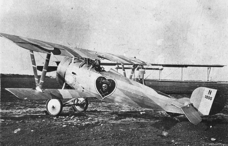 French Airforce, WW1 : 130 hp Clerget engine. Carrying personal insignia of Charles Nungesser, French ""ace"" of the 1914-18 War, 1916
