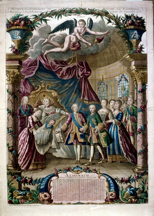 Illustration celebrating the birth of Louis Joseph Xavier, Duke of Burgundy