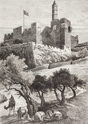 The Citadel Of Jerusalem Seen From The Valley Of Hinnom In The Late 19th Century. From El Mundo Ilustrado, Published Barcelona, Circa 1880