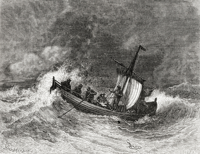 19th Century Fishing Boat In Stormy Weather, 1878 (print)