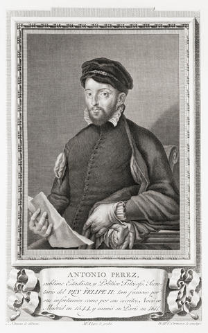 Antonio Perez, 1540-1611. Spanish statesman, secretary of king Philip II of Spain. After an etching in Retratos de Los Espanoles Ilustres, published Madrid, 1791