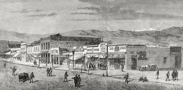 A View Of The Main Street, Salt Lake City, Utah, America In The 19th Century. From El Mundo En La Mano Published 1875