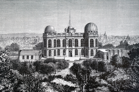 Engraving depicting the exterior of the Paris Observatory. Dated 19th Century