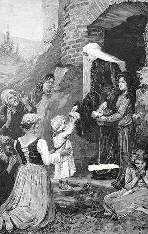 Saint Elizabeth of Hungary, Heilige Elisabeth von Thueringen, 7 July 1207 - 17 November 1231, also known as Saint Elizabeth of Thuringia, historical illustration ©Bildagentur-online/UIG/Leemage