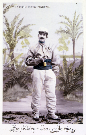 French legionnaire colonial soldier depicted on a postcard 1895 Algeria