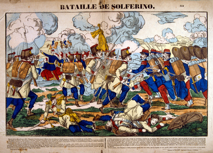 French illustration of the Battle of Solferino (referred to in Italy as the Battle of Solferino and San Martino) on 24 June 1859