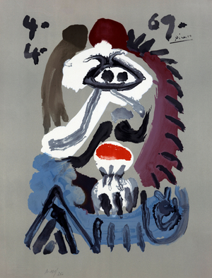 ""Portrait imaginaire N. 17"" Lithographie de Pablo Picasso (1881-1973) 1969