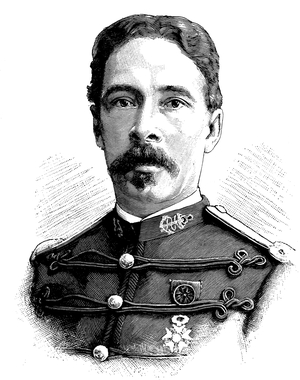 Alfred-Amedee Dodds, 1842 - 1922, French officer of the expeditionary corps in the Second Franco-Dahomean War in West Africa, historical illustration circa 1893