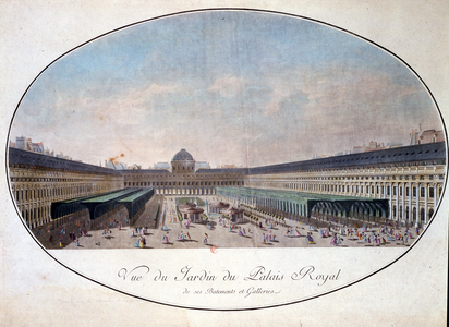 18th century view of a celebration in the grounds of the Palais Royale, Paris (the Louvre). Circa 1770