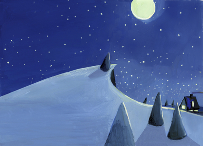 "" Winter I "". Hiver I (Nuit de Noel). Dessin. Acrylic and pastel on paper de Sabina Ungeheuer ( 20th century), 2006.