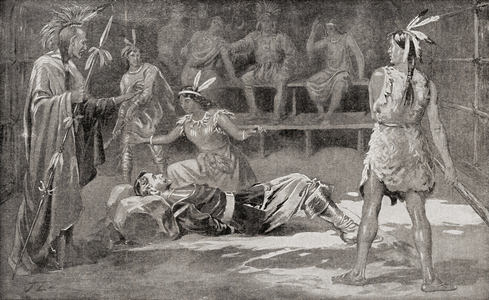 Pocahontas saving the life of John Smith in 1607, 1899 (print)