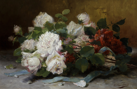 Le Bouquet de Roses. Peinture de Eugene Henri Cauchois (1850-1911) Collection privee.