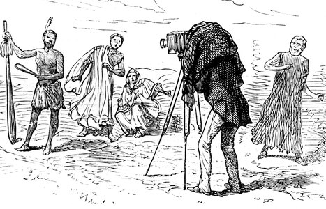 a photographer taking photographs of Maori natives in New Zealand. Dated 19th Century