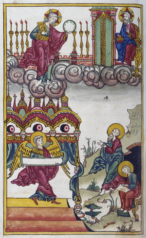 Russian Slavonic, Orthodox Christian miniature illustrating the Apocalypse of St John. Circa 1750