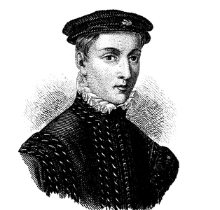 Fashion in the Middle Ages: ruff and cap, 1560, historical illustration