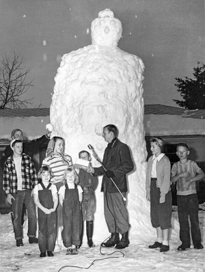 United States: c. 1957
Winners of the ""Biggest Snowman"" contest?