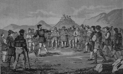 German Peasants War (1524-1526): The captain of the poor Konrad, 19th century (engraving)