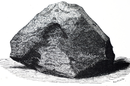 Engraving depicting the Caille Meteorite which weighed 635 kg. Dated 19th Century