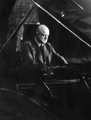 Helsinki, Finland: March 3, 1938
Finnish composer Jean Sibelius at the piano in his home.