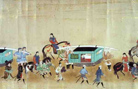 Part of the Sixth Korean Embassy to Japan at the time of Tokugawa Ietsuna's succession in 1651, possibly by Kano Masunobu (1625-94) 1655-57 (scroll painting) (see also 120824)