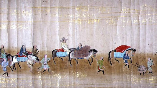 Sixth Korean Embassy to Japan in Meireki 1 at the time of Tokugawa Ietsuna's succession in 1651, possibly by Kano Masunobu (1625-94) (scroll painting) (detail)