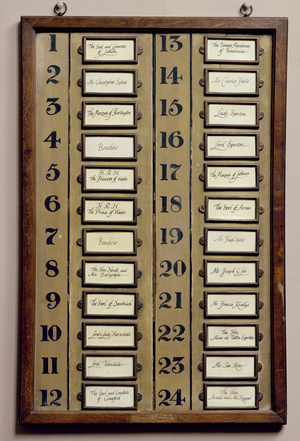 The Room Number Board in the Servant's Area (photo)