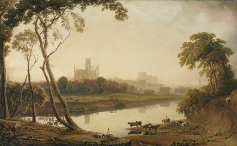 Durham Cathedral and Town' (w/c on paper)
