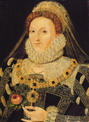 Queen Elizabeth I (1533-1603) with a Rose (oil on panel)