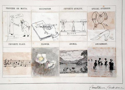 Constance Cochrane's (1888-1962) entry in the visitors book, 1910 (pen & ink & w/c on paper)