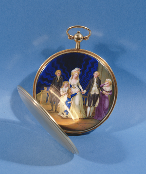 Locket with enamel of Louis XVI, Marie Antoinette and family (enamel)