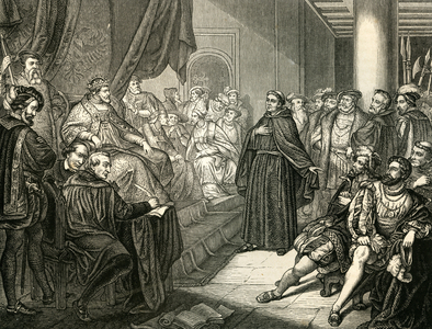 Luther on the Imperial Diet in Worms , illustration (drawn by Jacobs) from : "" Die deutsche Geschichte in Bildern "" (images of German history), text by Dr. F. Buelau, published by C. C. Meinhold and sons , Dresden, 1862