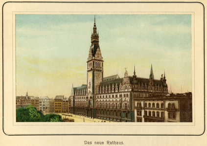 Germany, Hamburg, the new city hall, illustration from : "Ansichten-Album Hamburg", published by C. Schneider, Berlin NW. ,c.1890 (lithograph)