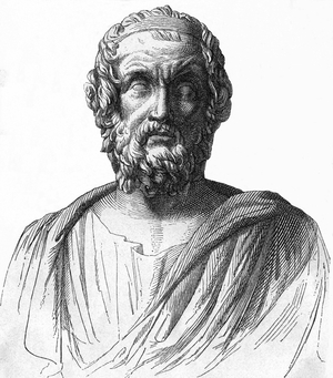 Homer, greek poet, about 800 B. C. , wood engraving from : General history of the world for all people from the earliest times to 1870 , by Dr. Karl von Rotteck, 8. edition looked through by Dr. Wilhelm Zimmermann , publishing house Rieger, Stuttgart, 1869
