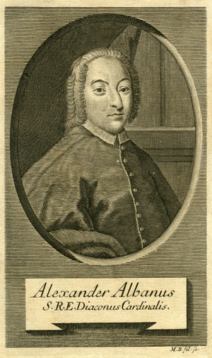 Cardinal Alessandro Albani (Alexander Albanus) (1692-1779), c.1750 (copperplate engraving)