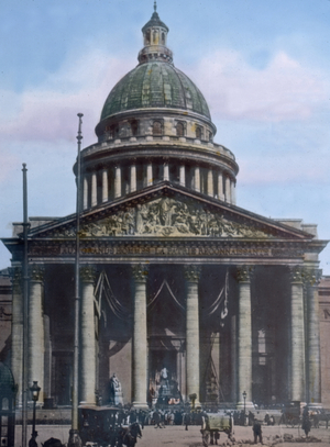 France, Europe, travel, 1910s, 1920s, 20th century, Pantheon, archive, Carl Simon, history, historical, exquisit collection : Le Pantheon - building, dome, architecture, capital, landmark, inner city, hand coloured glass slide