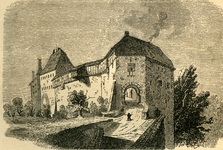 Germany, Thuringia, the Wartburg, the entrance (gate) before the restoration, 1876 (engraving)